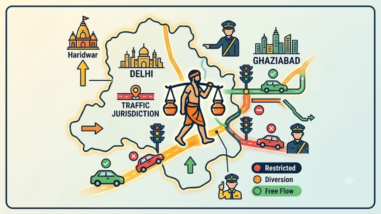 Delhi and Ghaziabad traffic police issue extensive route advisories for Kanwar Yatra 2026