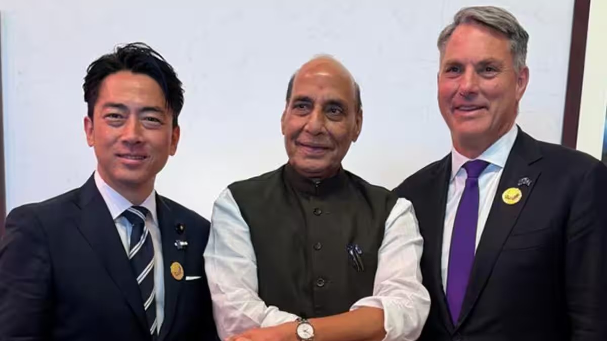 India's Rajnath Singh Shares Warm Moment with Japanese and Australian Def Ministers