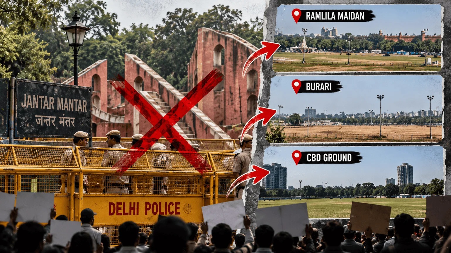 Delhi Police De-notify Jantar Mantar as Protest Site, Ramlila Maidan and Burari Ground Named Alternatives