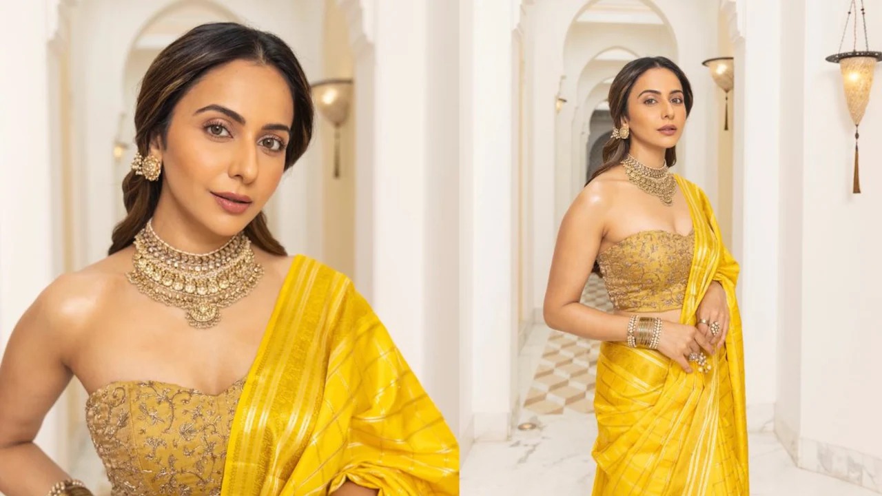 Rakul Preet Singh Rocks Rs 2.75 Lakh Tissue Saree At Ramayana Launch