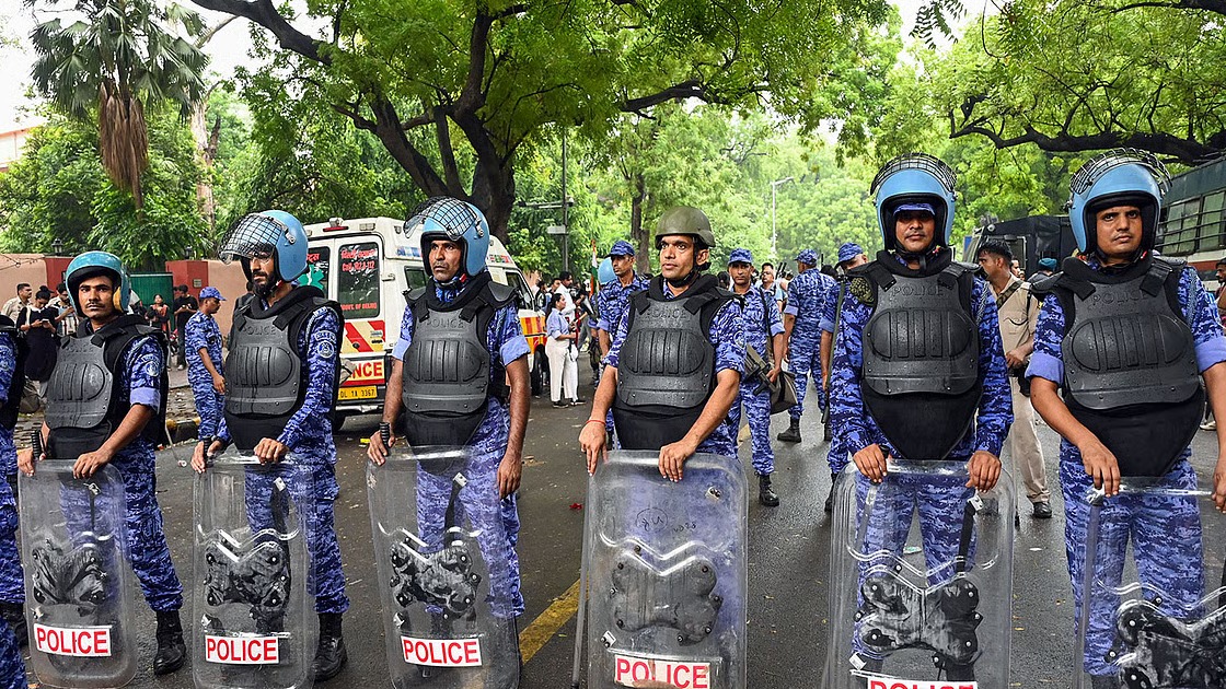 Delhi Deploys 20,000 Security Personnel Ahead of Protest Against EC