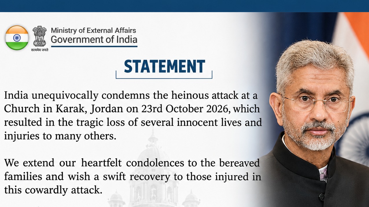 India Condemns Terrorist Attack on Jordan Church, Offers Solidarity